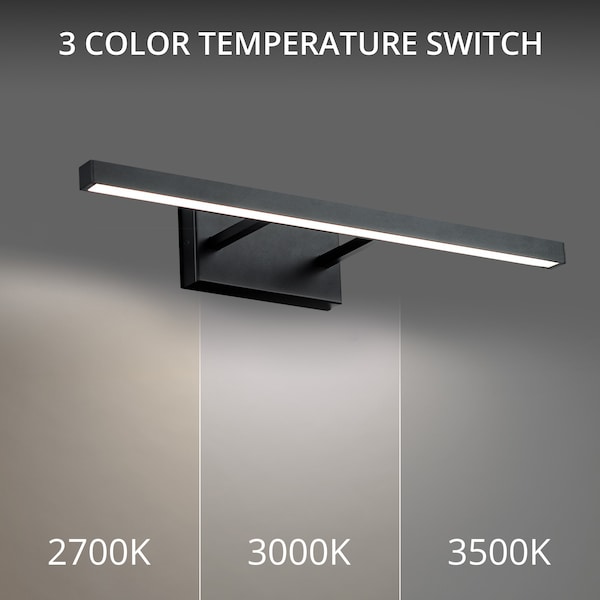 Parallax 23 LED Up Or Down Bathroom Vanity Or Wall Light 3-CCT 2700K-3000K-3500K Set To 3000K Black